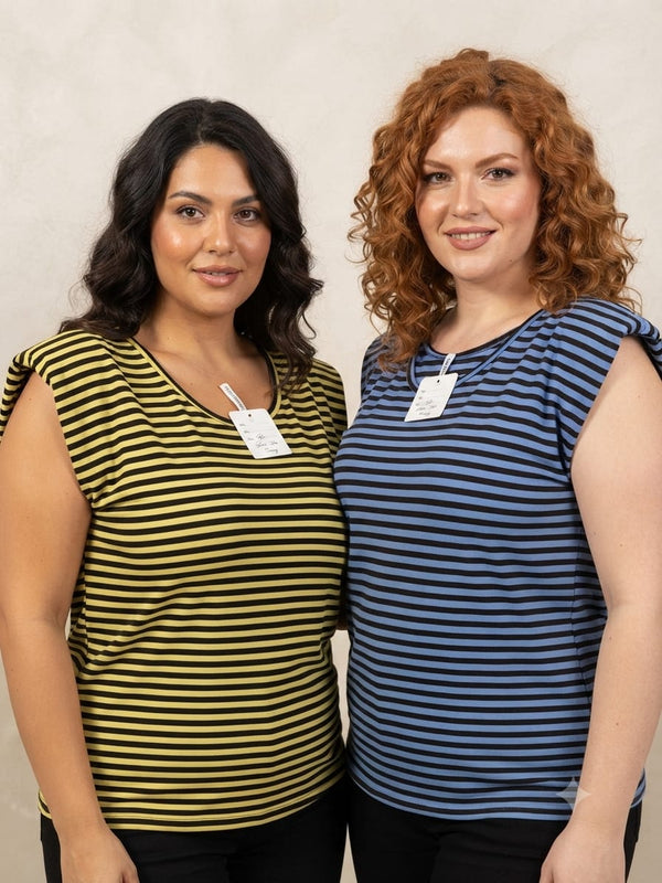 T-Shirt con Spallina Integrata Curvy - Gialla / Turchese