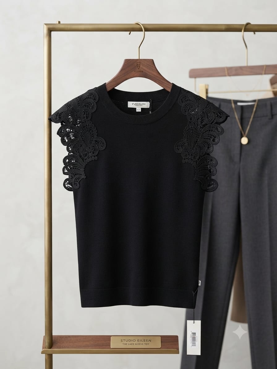 Top con Maniche in Pizzo