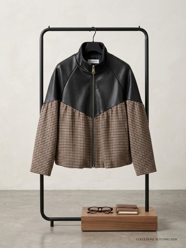 Bomber con dettaglio in pelle